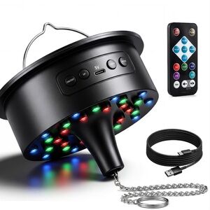 LED Mirror Ball Motor Remote 0–15 RPM Adjust Rotation Multi-Color Light Effects